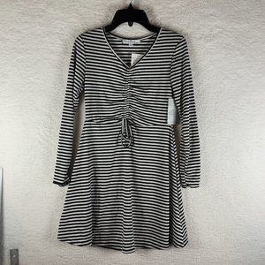 Velvet Torch A-Line Dress Women's Small Striped‎ Ruched Front Skater V-Neck 6533